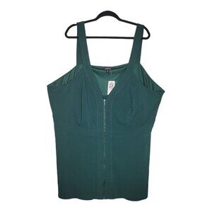 Torrid Tank Top Size 6 6X Solid Green Poly Crepe Peplum Zip Up Sleeveless NWT